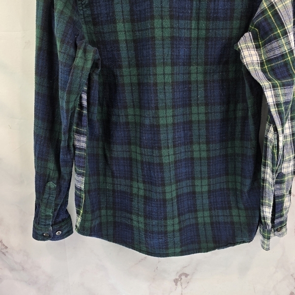 LL Bean Shirt Womens XS Green Plaid Flannel Scotch Check Button Up Patchwork - Picture 5 of 12